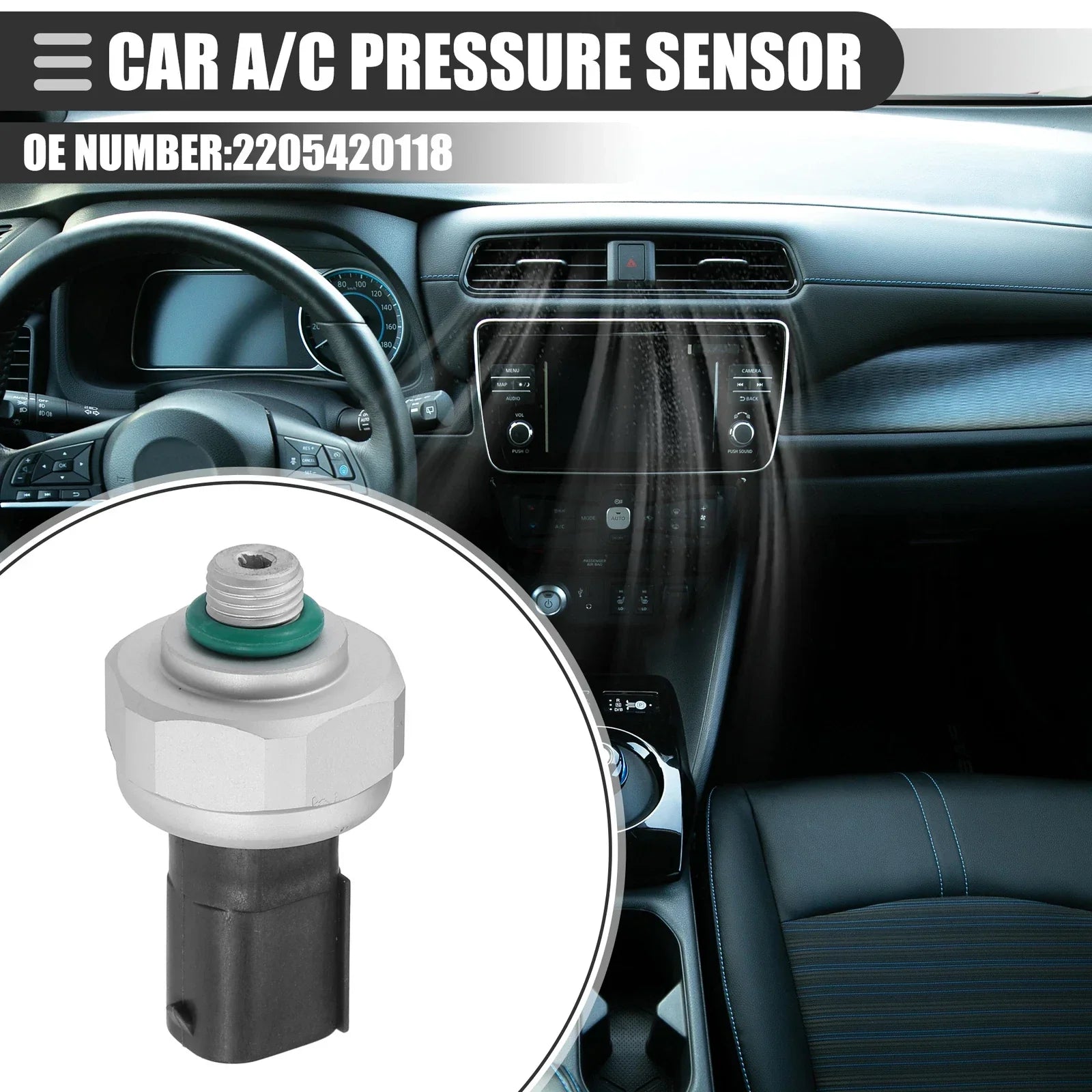A/C Pressure Transducer Valve for Mercedes-Benz C300 (2008-2020) Metal Black