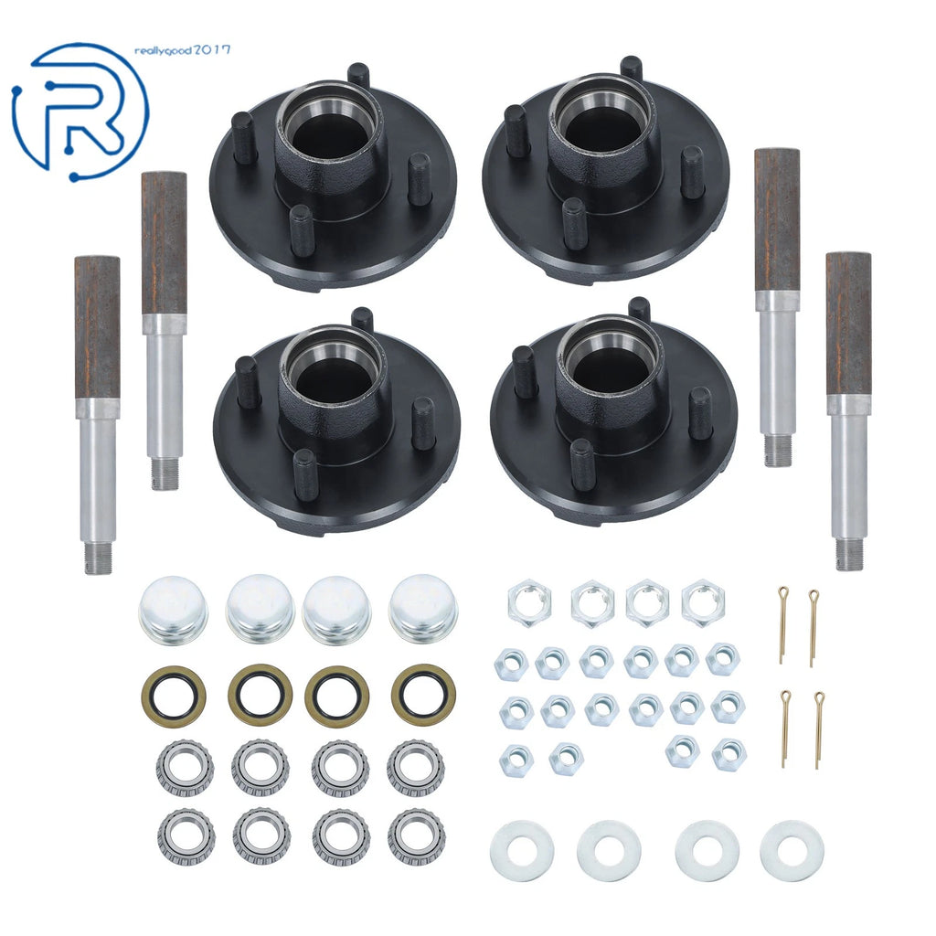 Set of 4 Trailer Boat Axle Kits w/ 4 on 4" Bolt Idler Hub & BT8 Spindle