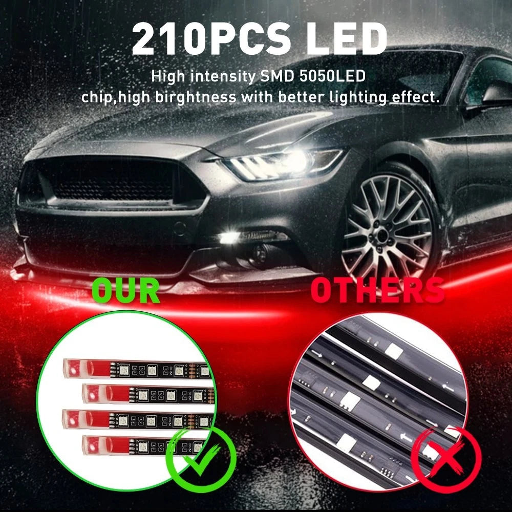 Set of 4 RGB LED Light Strips for Under Car Underglow System