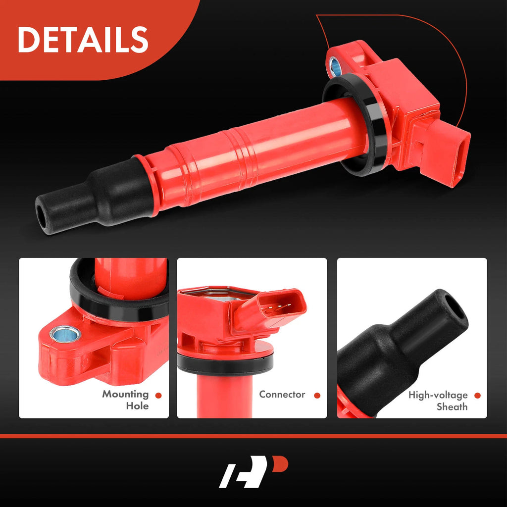 4x Red Ignition Coil for Toyota Camry Corolla Tacoma 4Runner (2012–2018)