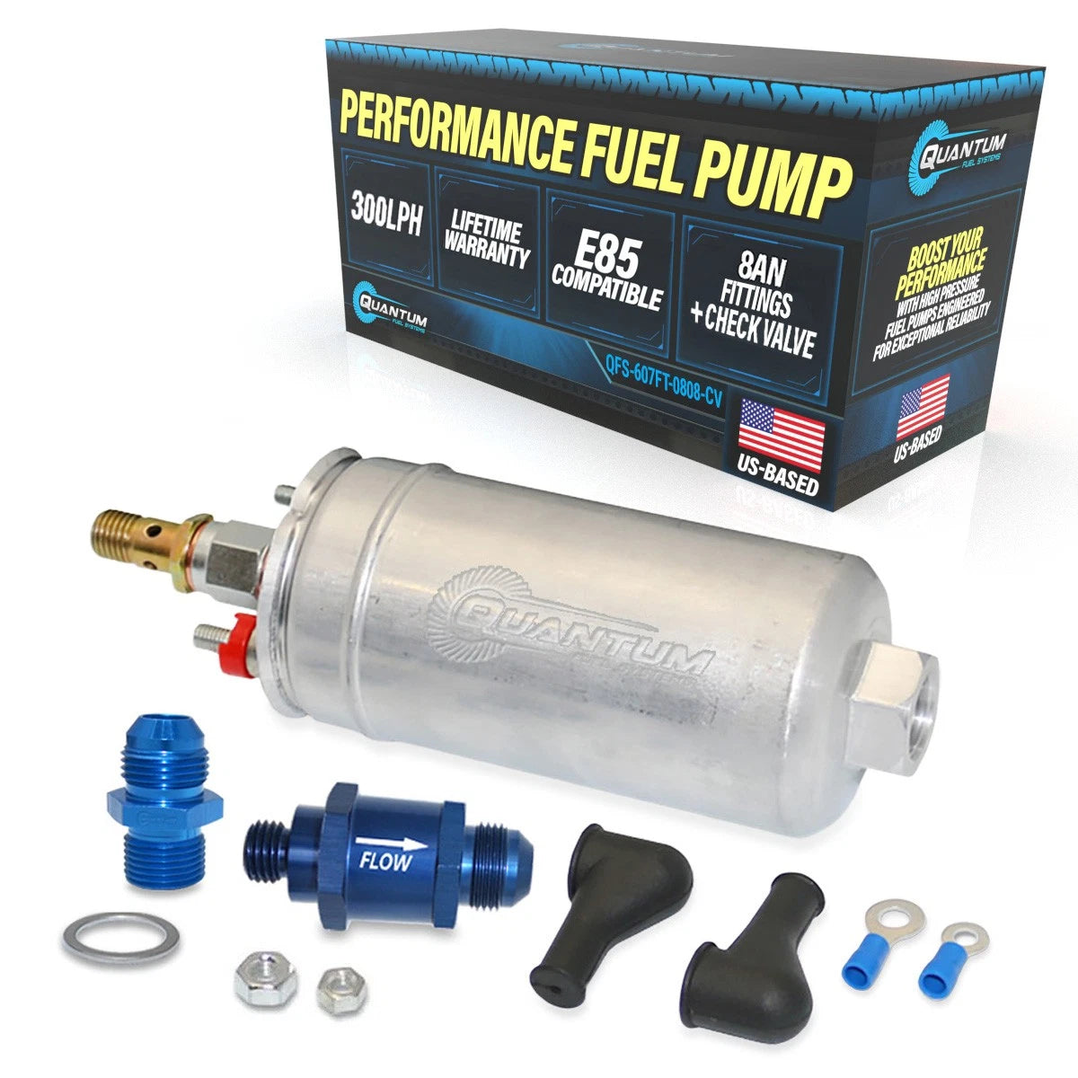 Fuel Pump 300LPH + 8AN Check Valve for Ford Mustang (1986–1998) 0580254044