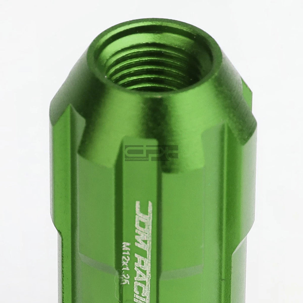 20 PCS Open End M12x1.25 50mm Tall Green Aluminum Lug Nuts + Adapter