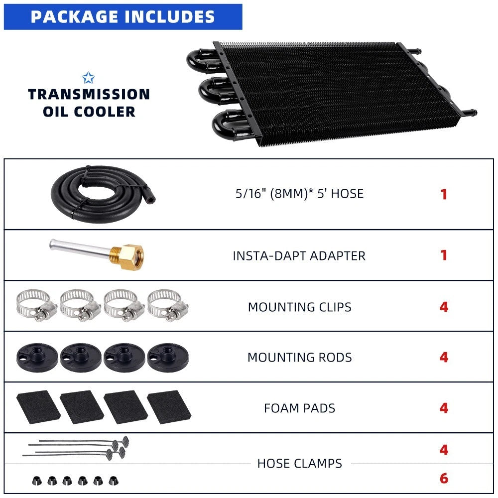 6 Rows Universal Aluminum Transmission Oil Cooler Kit