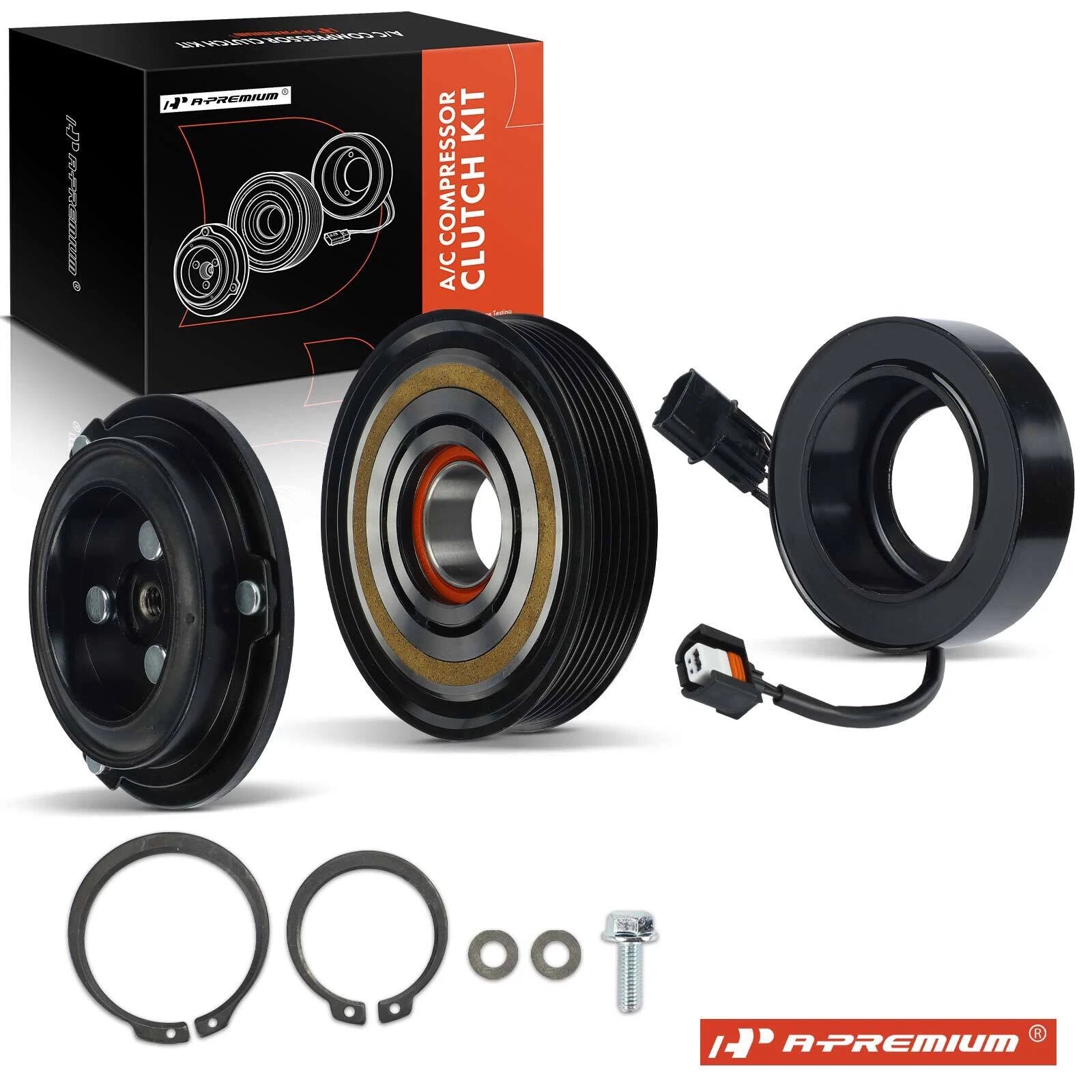 A/C Compressor Clutch Kit with 6-Groove Pulley for Hyundai Accent Kia Rio