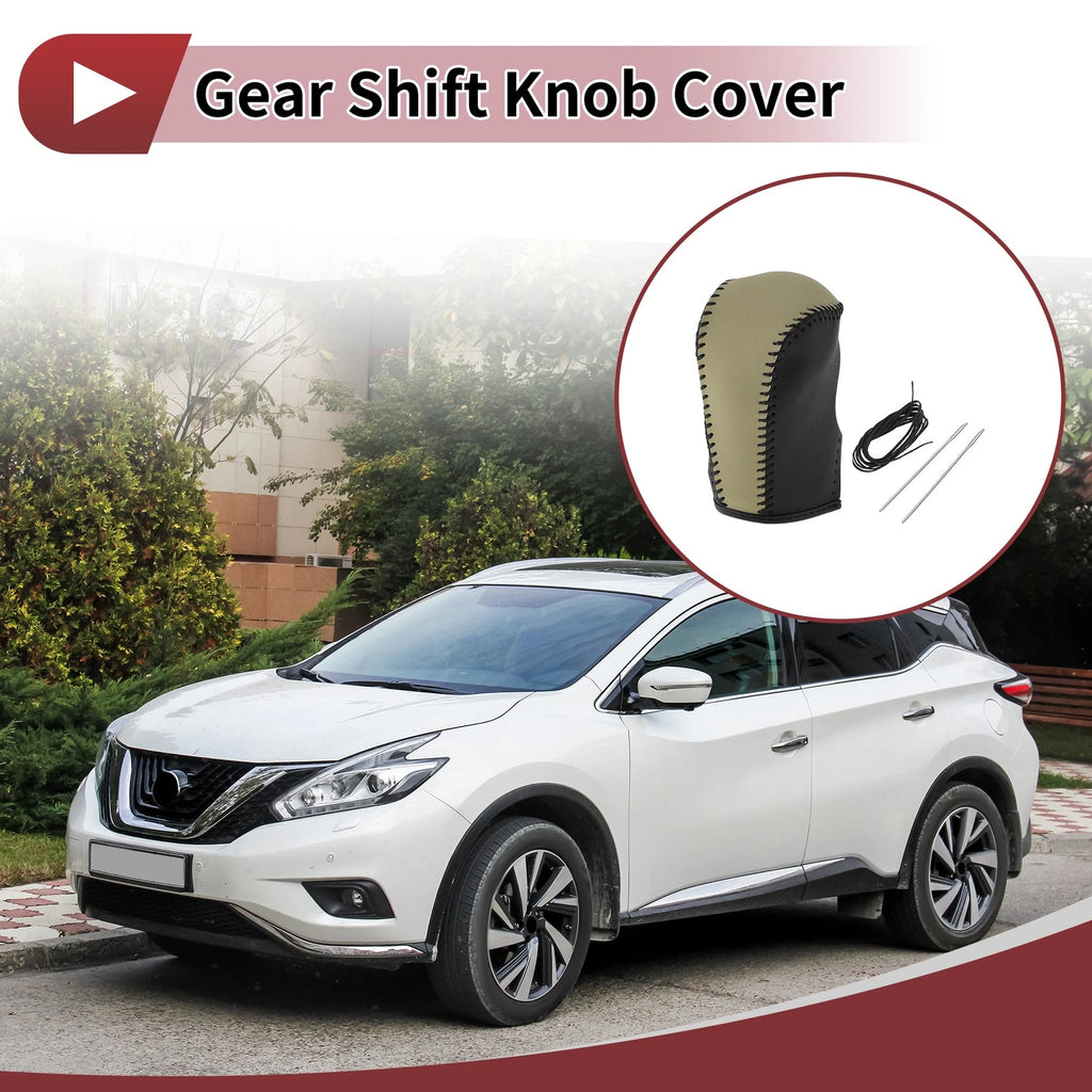 1 Pc Gear Shift Knob Cover for Nissan Murano (2009–2013) Black Beige Faux Leather