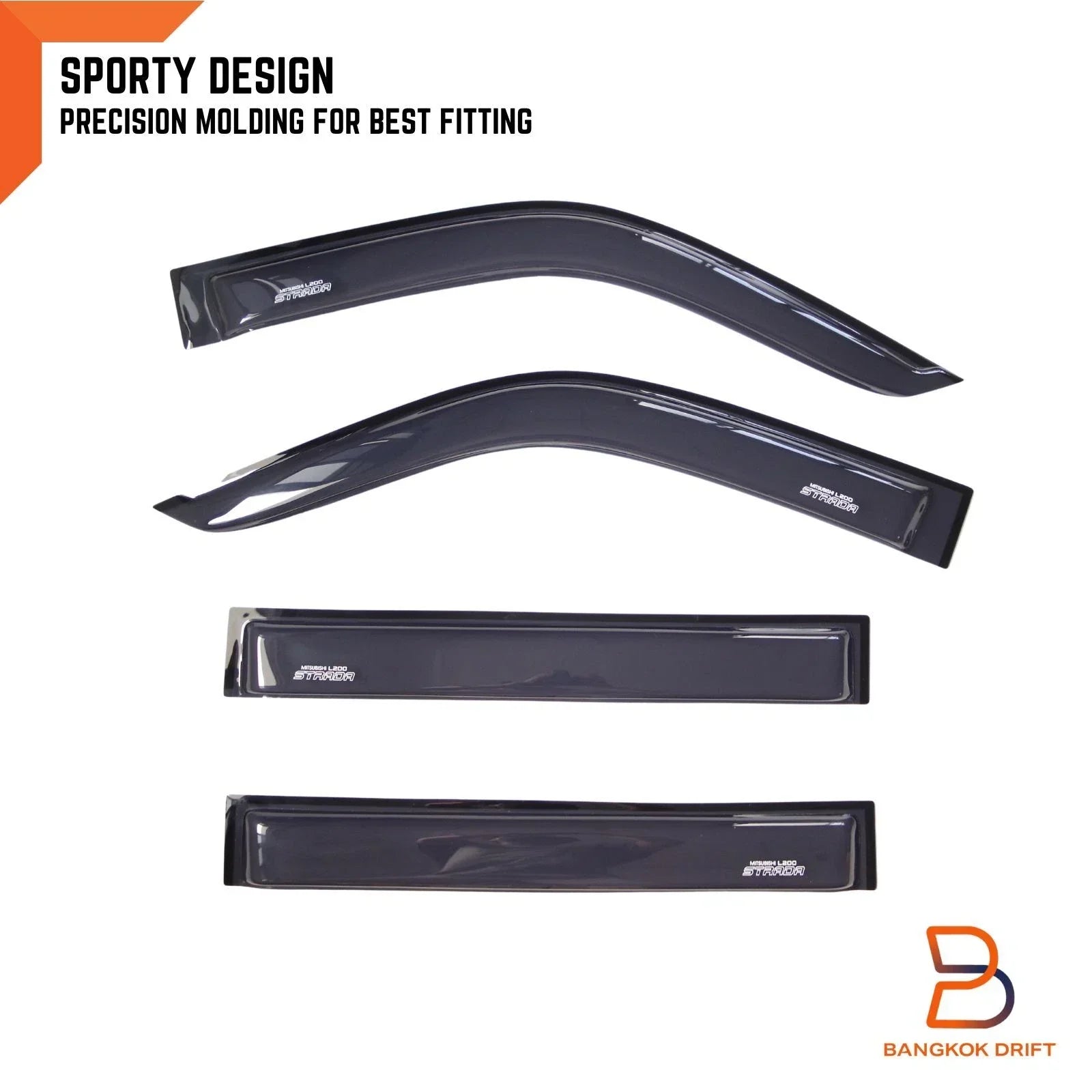 Slim Door Visors for Mitsubishi Triton MK 4-Door Ute (1996-2006)