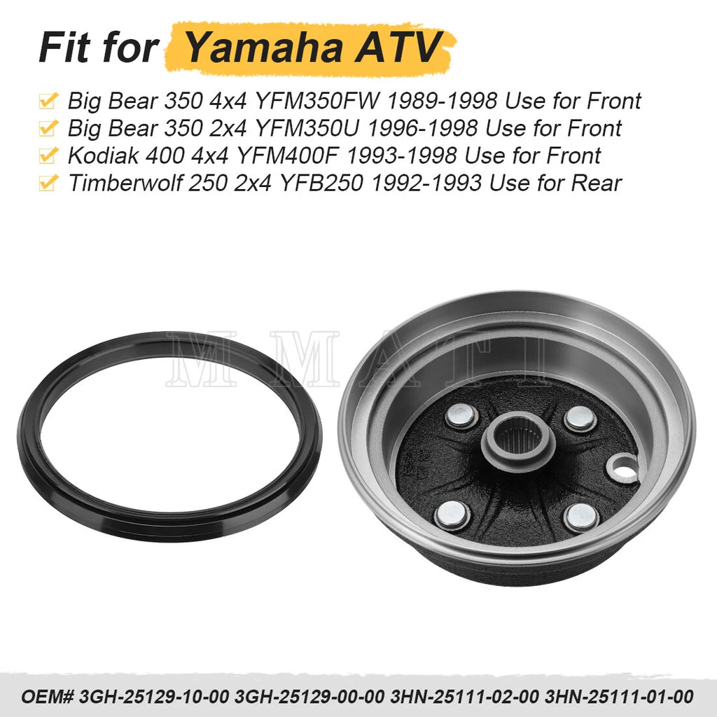 Brake Drum Hub & Dust Seal for Yamaha Big Bear 350, Timberwolf 250, Kodiak 400 (1990–2006)