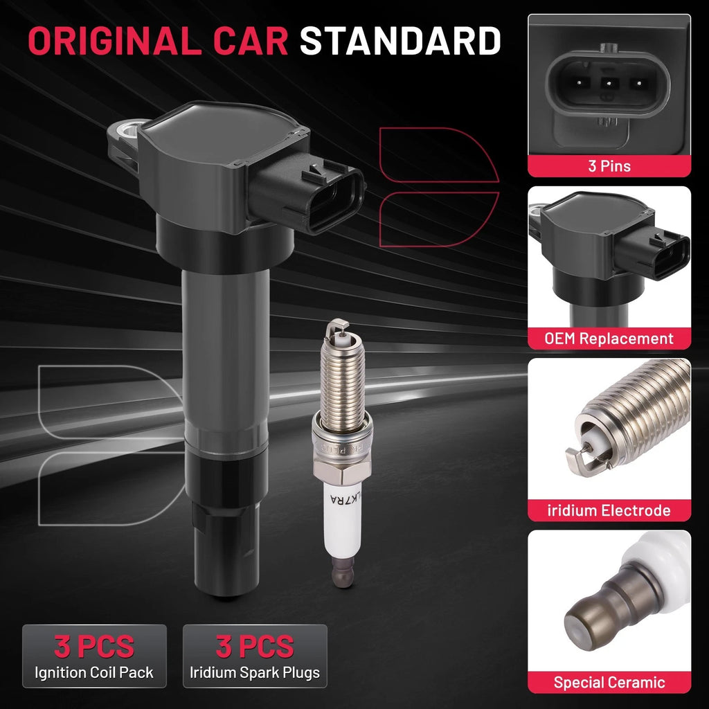 3X Ignition Coils & Iridium Spark Plugs for Smart Fortwo (2008–2015)