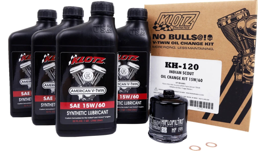 Klotz Synthetic Oil Change Kit 15W-60 for Indian Scout (2015–2024)