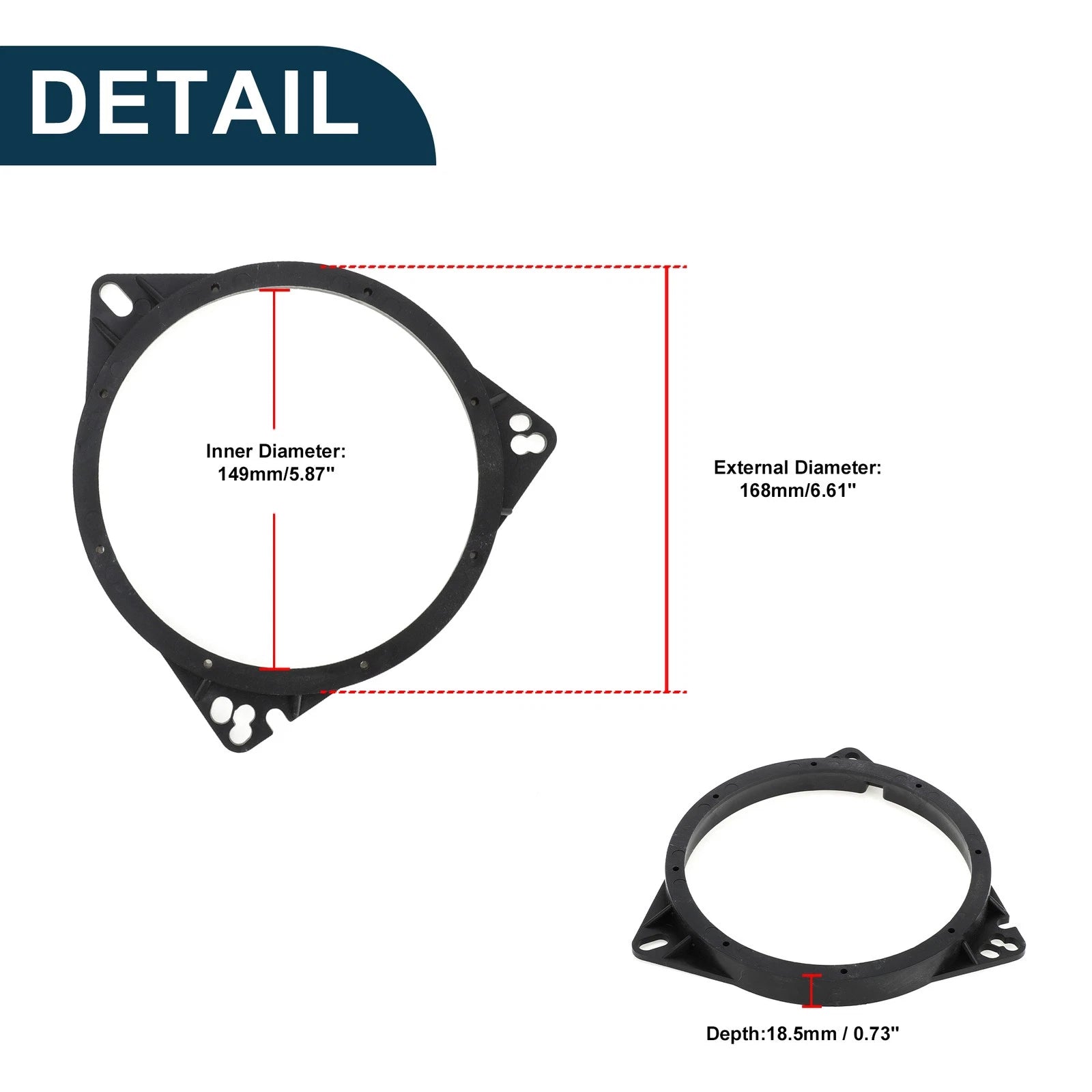 Set of 2 Speaker Spacer Rings for Toyota 6.5" Tweeter 