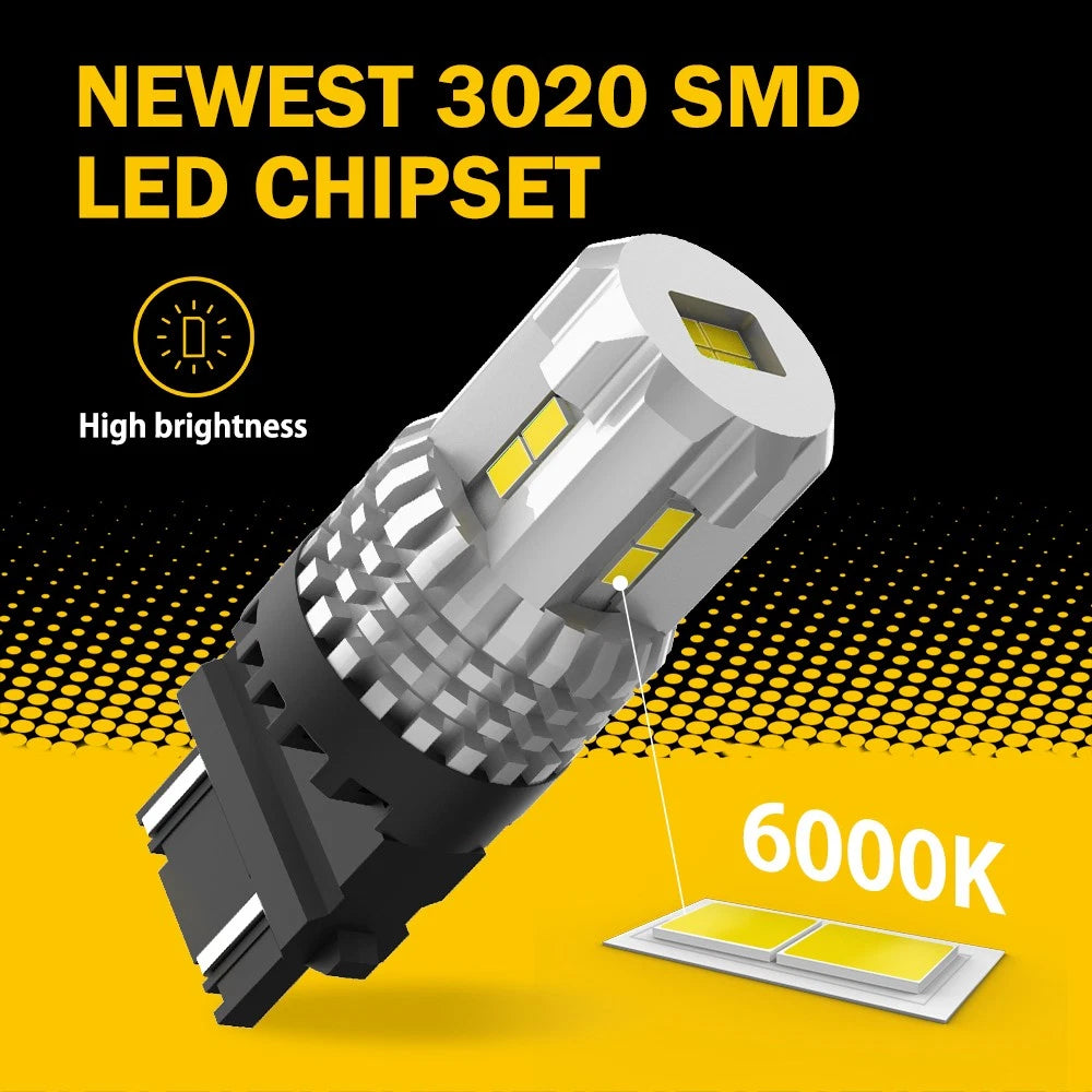 2X 3157 3156 SMD LED Reverse Tail Brake Signal Light Bulbs 6000K