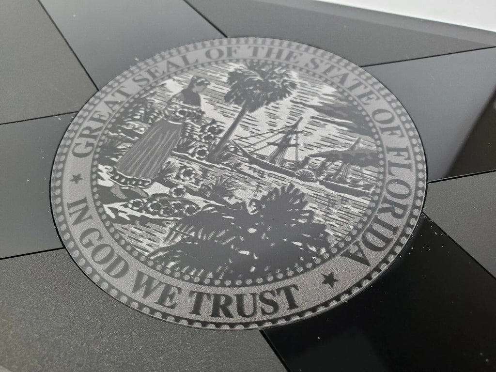 Metal License Plate Tag with Blacked Out Florida Flag for All Vehicles (Any Year)