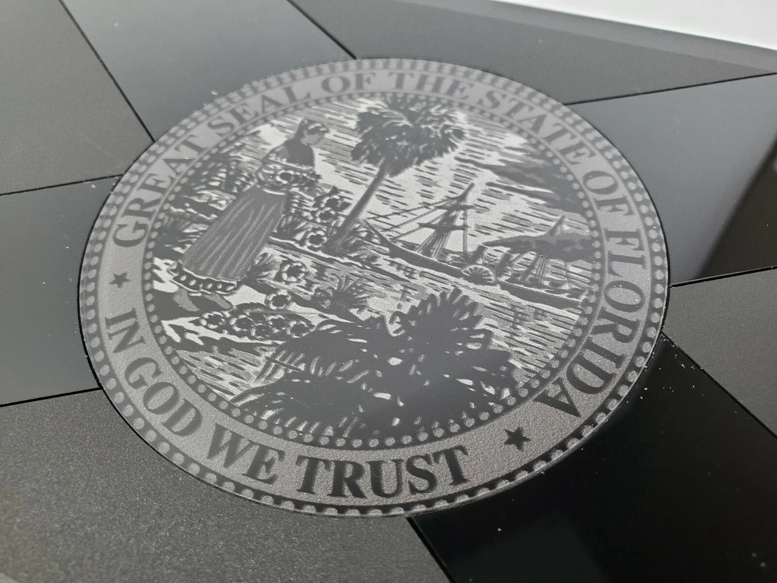 Metal License Plate Tag with Blacked Out Florida Flag for All Vehicles (Any Year)