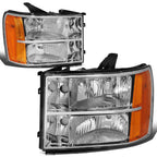 Chrome Amber Corner Headlight, Bumper & Smoked LED Fog Light Kit for GMC Sierra (2007–2014)