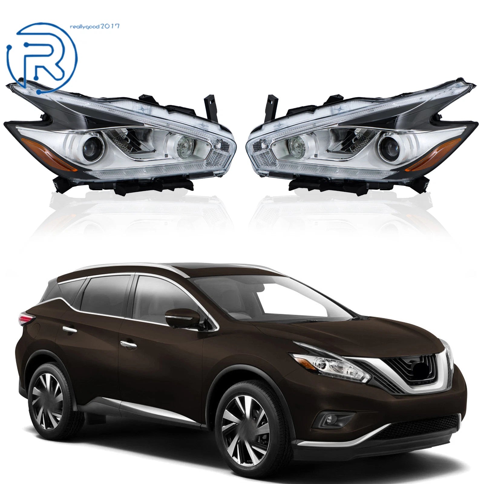 Set of 2 LED Headlamps for Nissan Murano (2015–2018)
