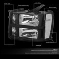 Factory Style Headlight Lamps for GMC Sierra 1500 2500 3500 (2007–2014) Black/Clear