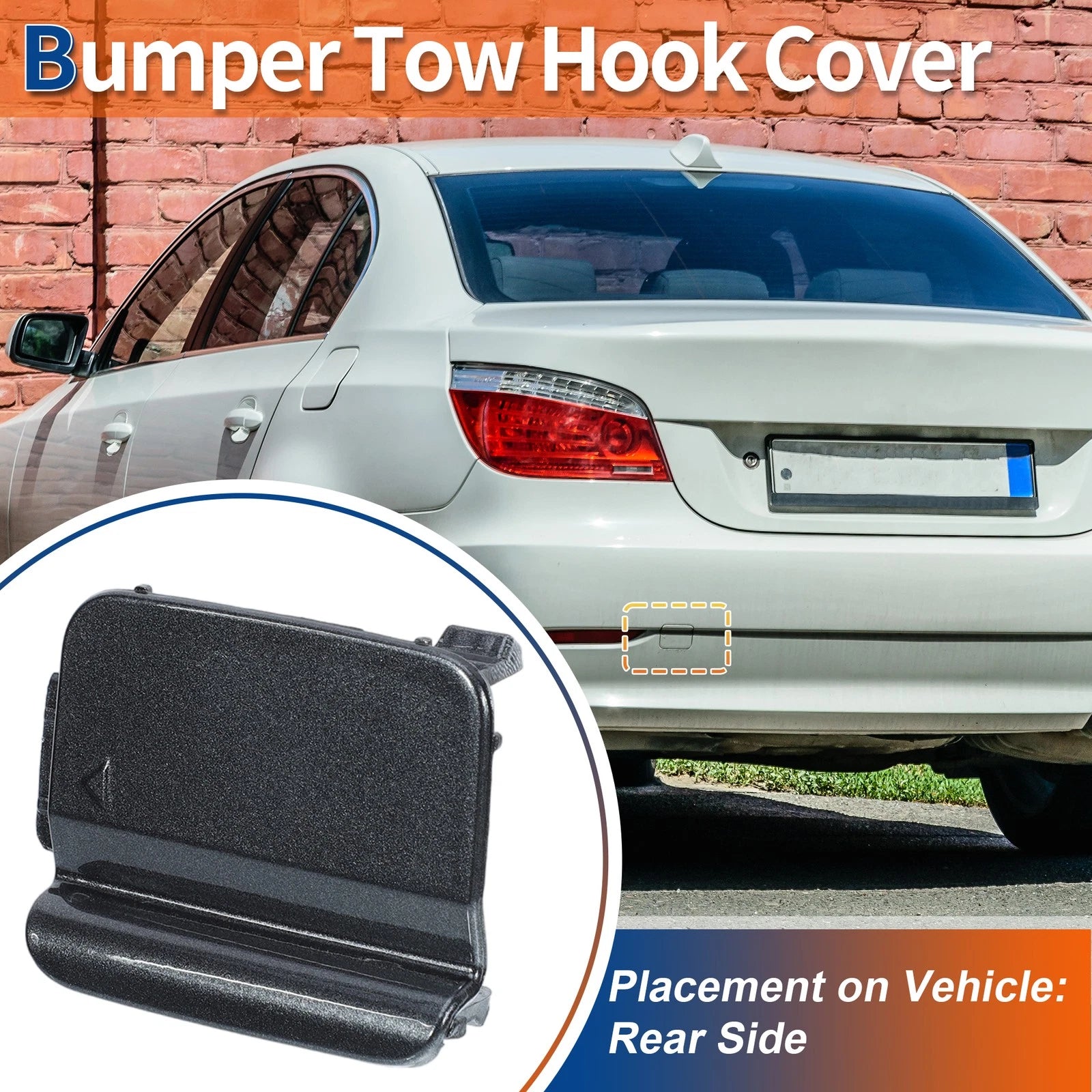 Rear Tow Hook Cover for BMW 528i 535i 550i (2008–2010) No. 51127178183 Gray