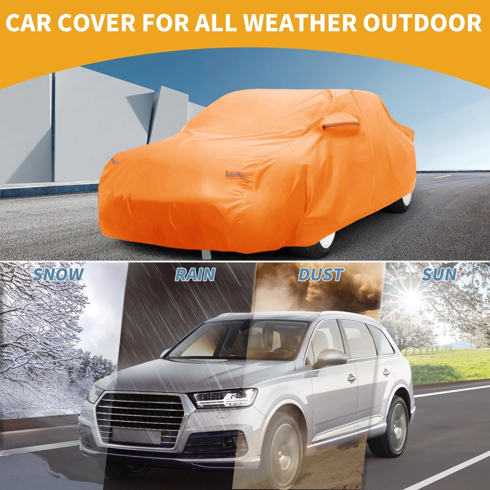 Waterproof Car Cover for Toyota Supra (All Weather, Orange, Zipper)