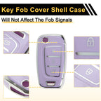TPU Silicone Car Key Case for Hyundai i10 (2010–2023) - Purple/Silver Trim