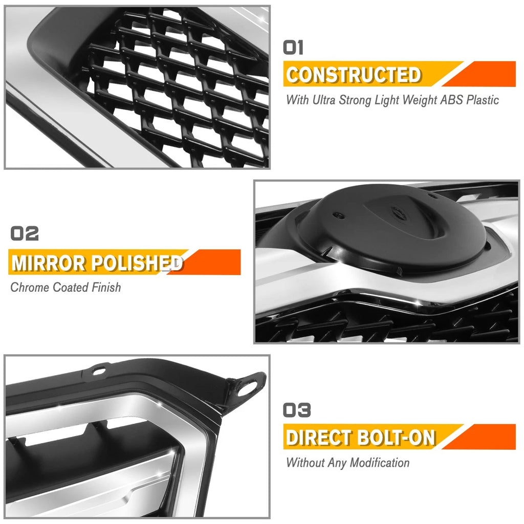 Front Grille Assembly w/Badge Slot & Chrome Moulding for Subaru XV Crosstrek (2013–2015)