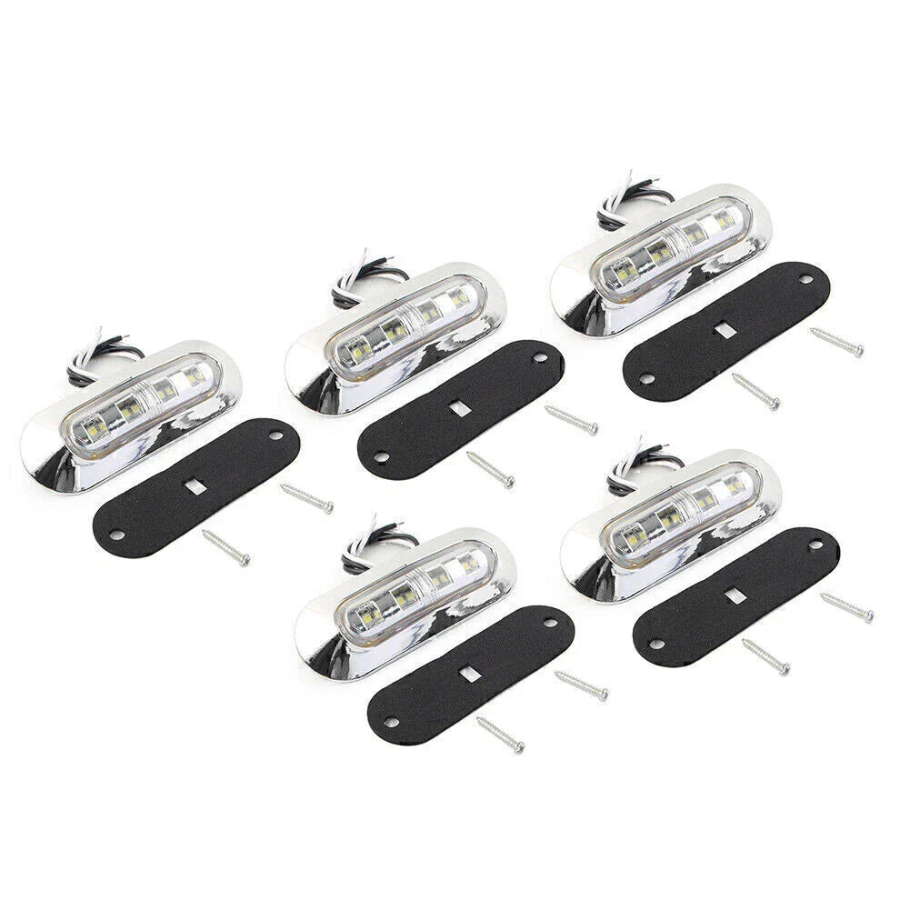 5 x LED White Side Clearance Marker Lights for Car Truck Trailer 12V