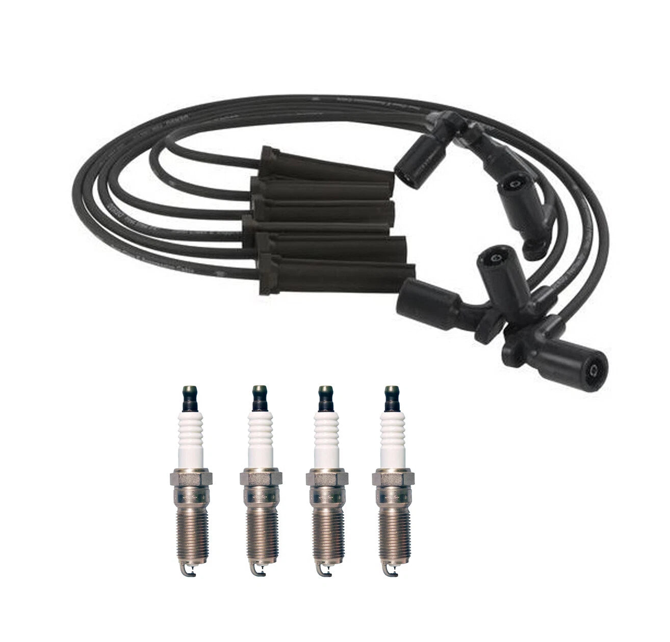 Denso 7mm Wire Set & 4 Iridium TT Spark Plugs for Ford Fiesta (2011–2019)