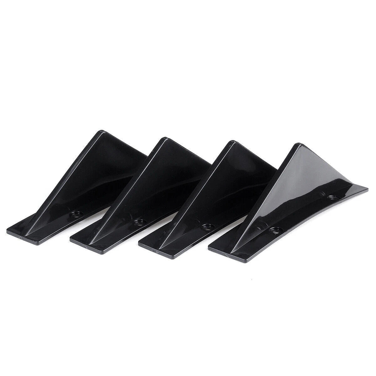 Set of 4 Universal Black Curved Rear Bumper Lip Diffuser Shark Fin Spoiler