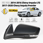 Left Side Mirror for Chevy Impala (2014–2020) w/Memory, BSD, Turn Signal, 15 Pins