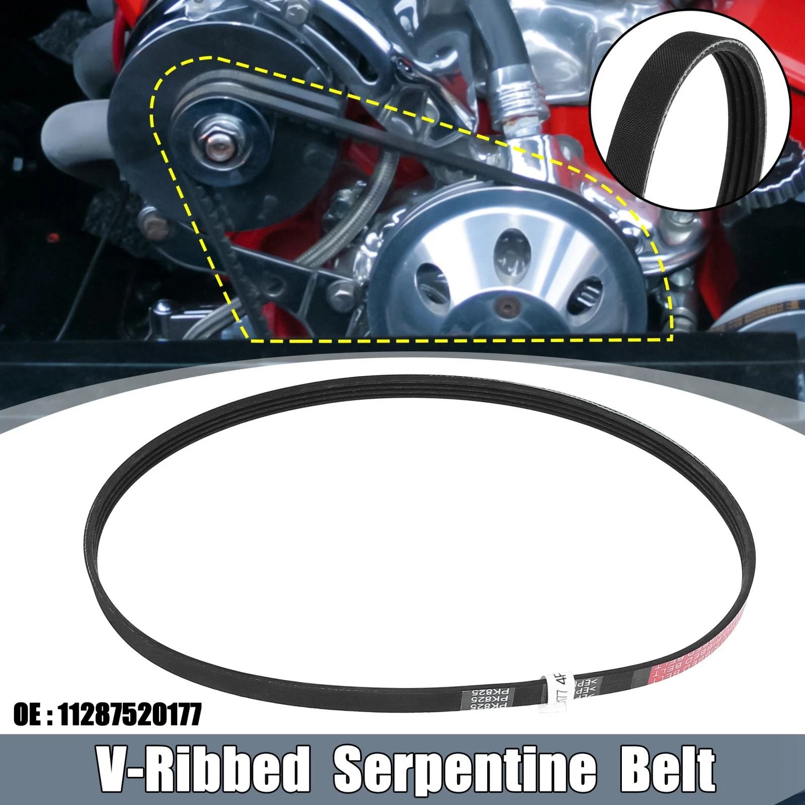V-Ribbed Serpentine Belt 4PK825 11287520177 for BMW 750i (2006–2008)