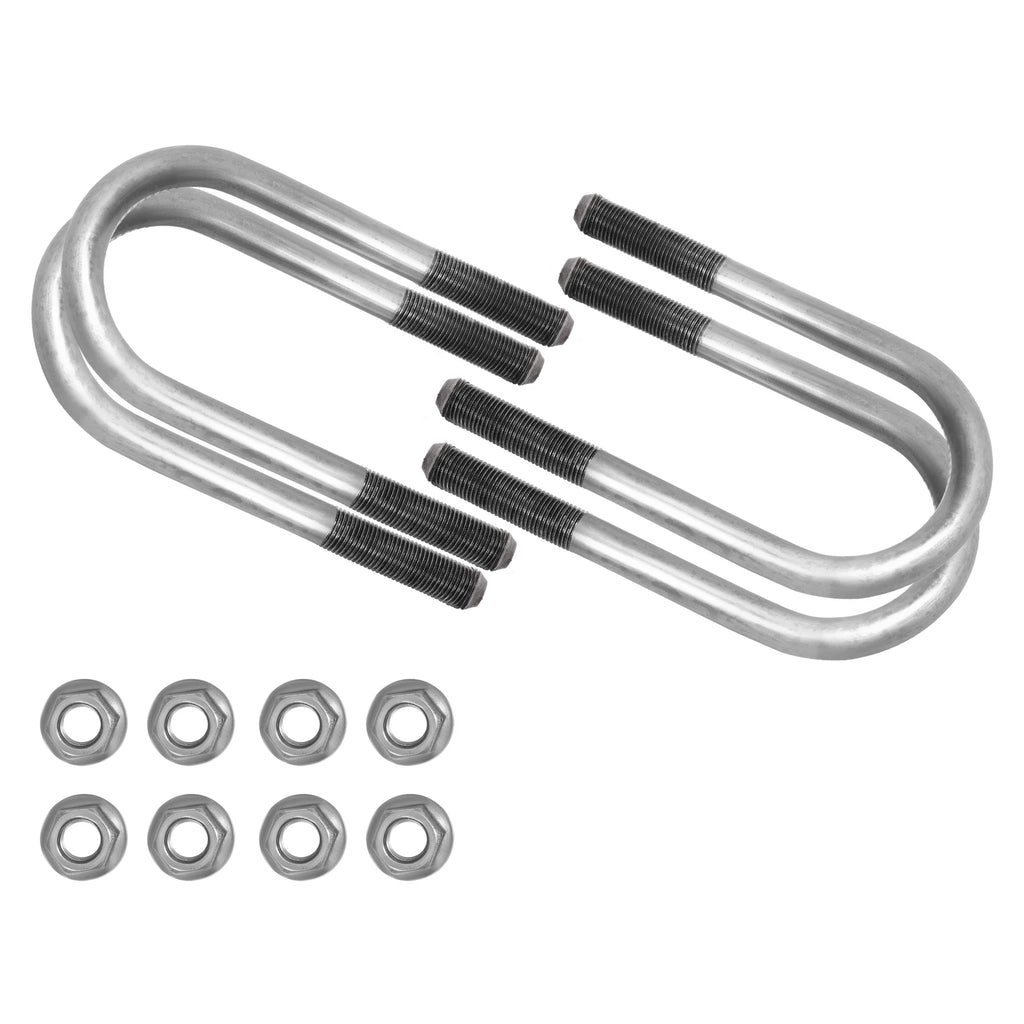 Set of 4 Trailer U Bolt Kit for 2 Inch Axle Tube (6 Inch Long)
