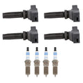 Set of 4 Ignition Coils & Spark Plugs for Ford Explorer (2.3L L4)