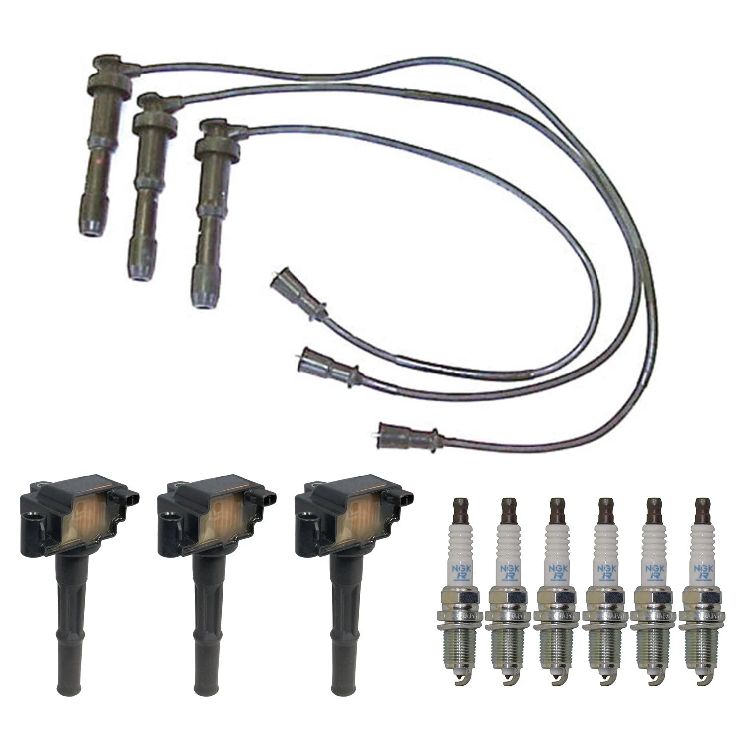 Set of 3 Ignition Coil Wires & 6 NGK Platinum Spark Plugs for Sedona (2002–2006)