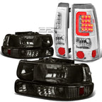 Smoked Crystal Headlight & Chrome 3D LED Tail Light Kit for Silverado (1999–2002)