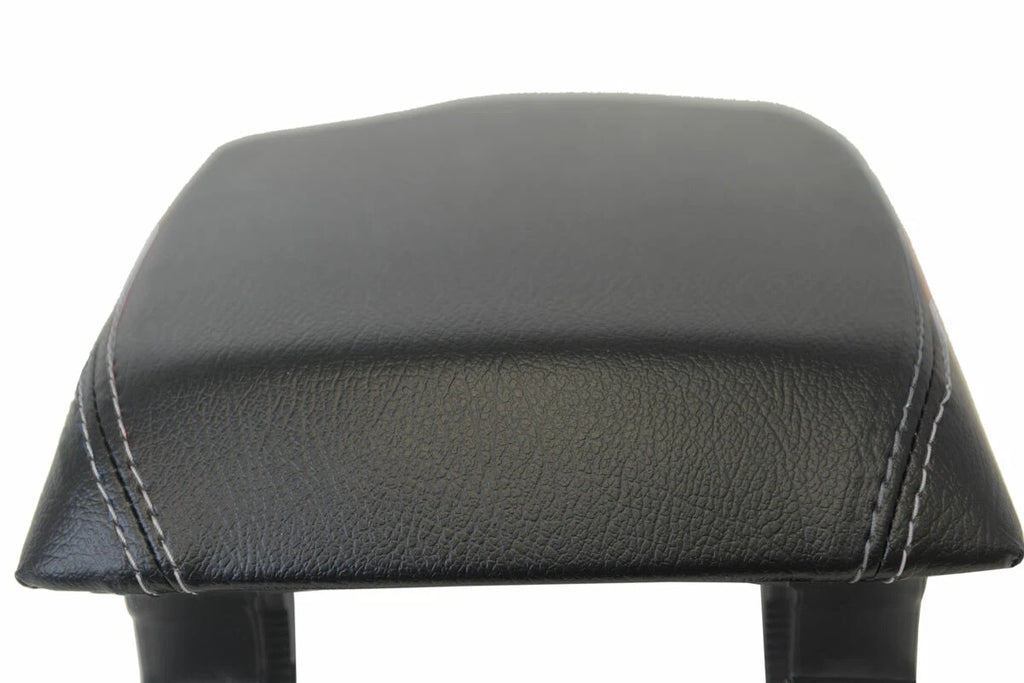 Leather Console Lid Armrest Cover for BMW F30 (2014–2018) Black Gray Stitch