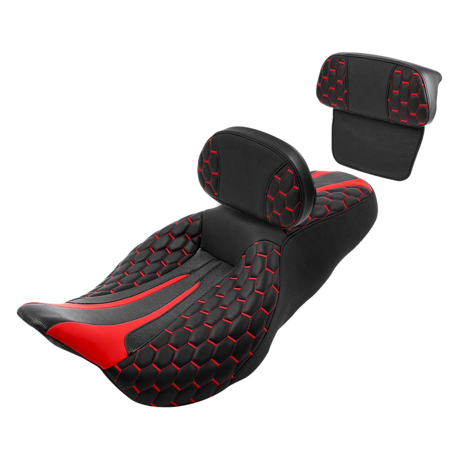 Seat Pad Set for Harley Touring Street Glide (2014–2023) - Black Red
