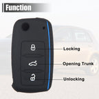 2X Black Silicone Key Fob Shell for Volkswagen GTI (2015–2021)