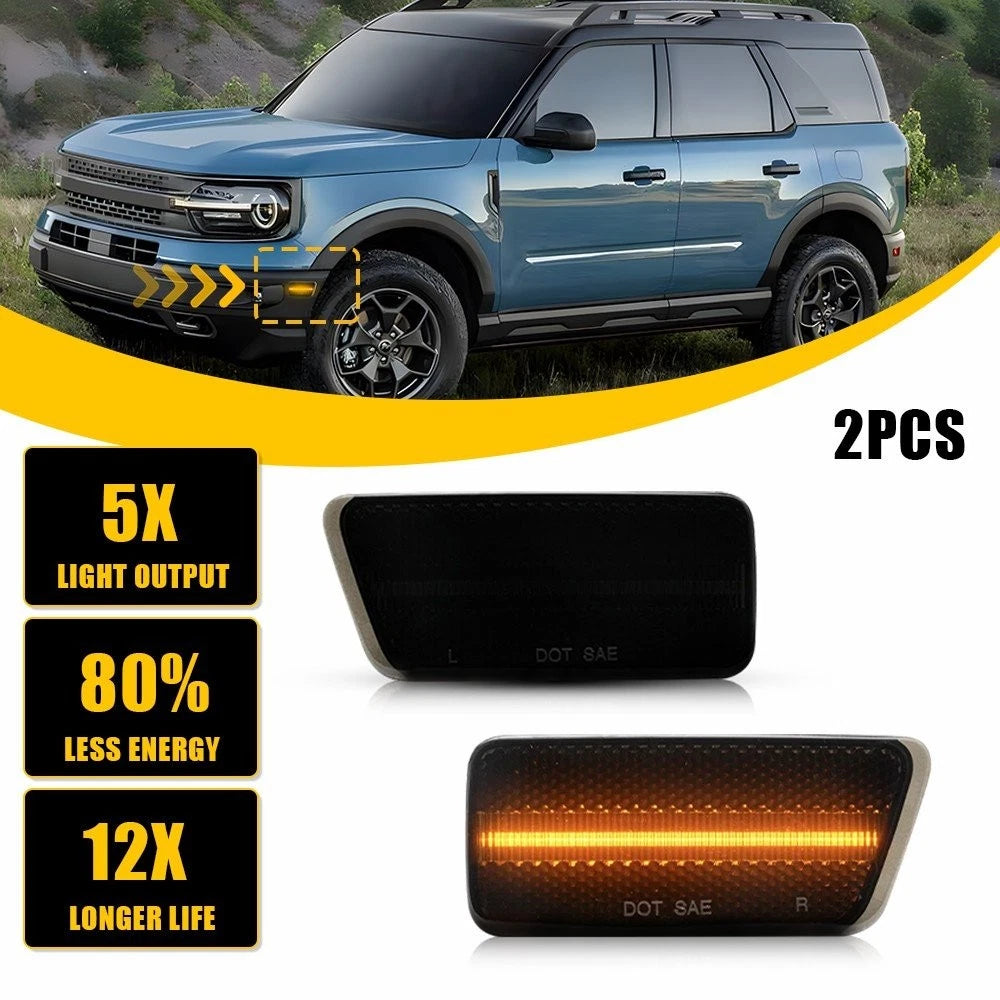 Front Bumper Amber LED Side Marker Lights for Ford Bronco Sport (2021–2023)