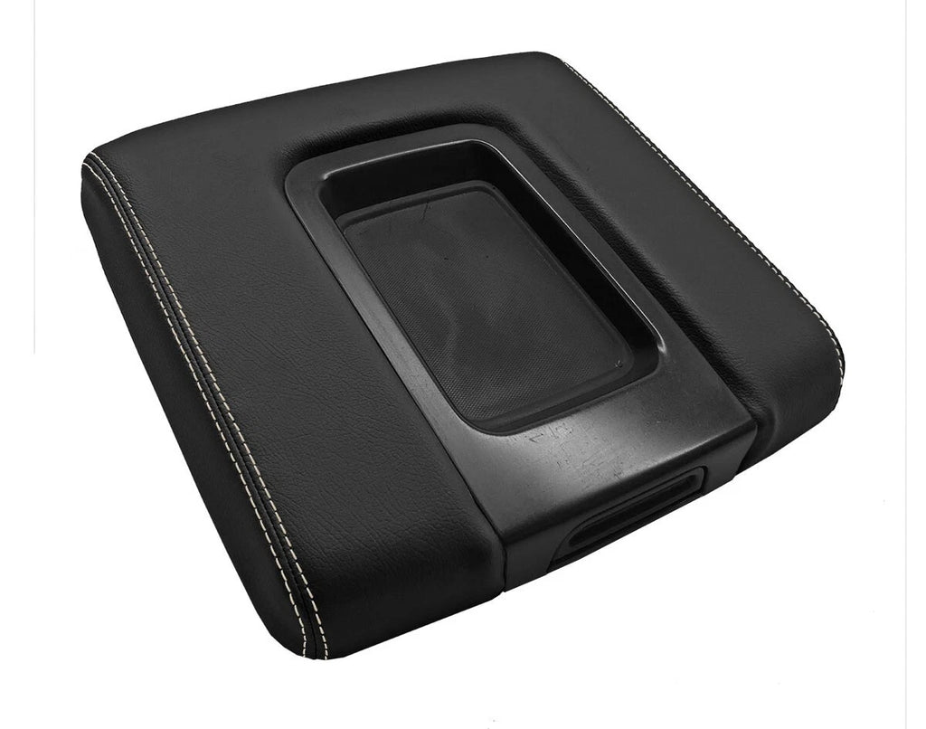 Leather Console Lid Armrest Cover for Chevrolet Silverado (2014–2020) Beige Stitch