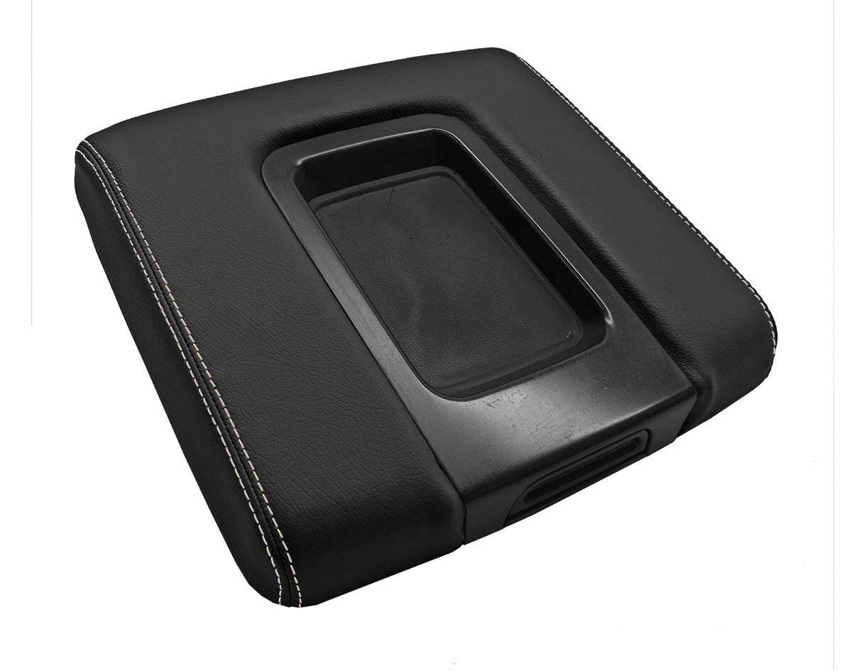 Leather Console Lid Armrest Cover for Chevrolet Silverado (2014–2020) Beige Stitch