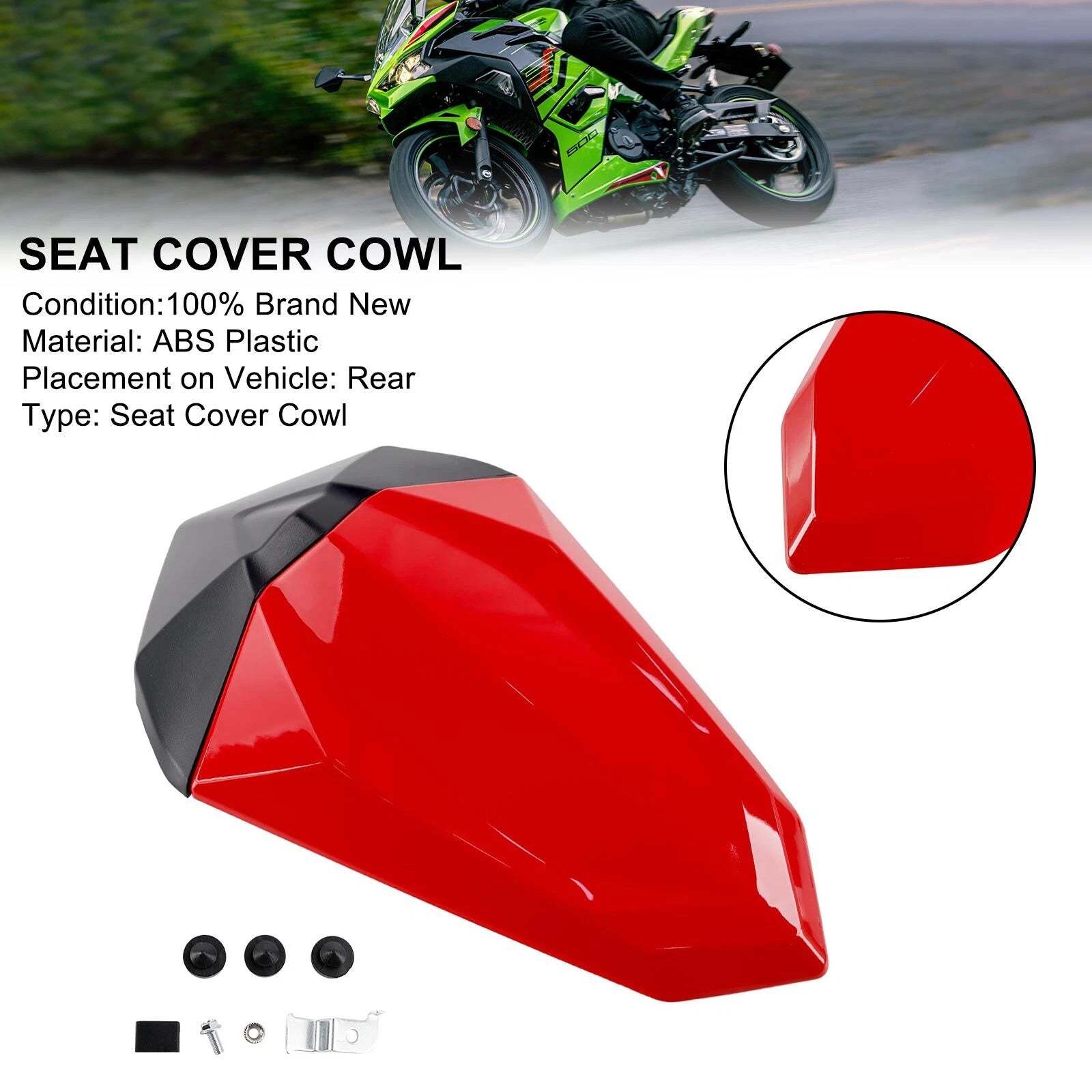 Tail Rear Seat Fairing Cowl for Kawasaki Ninja 500 EX500R Z500 (2024-2025) Red