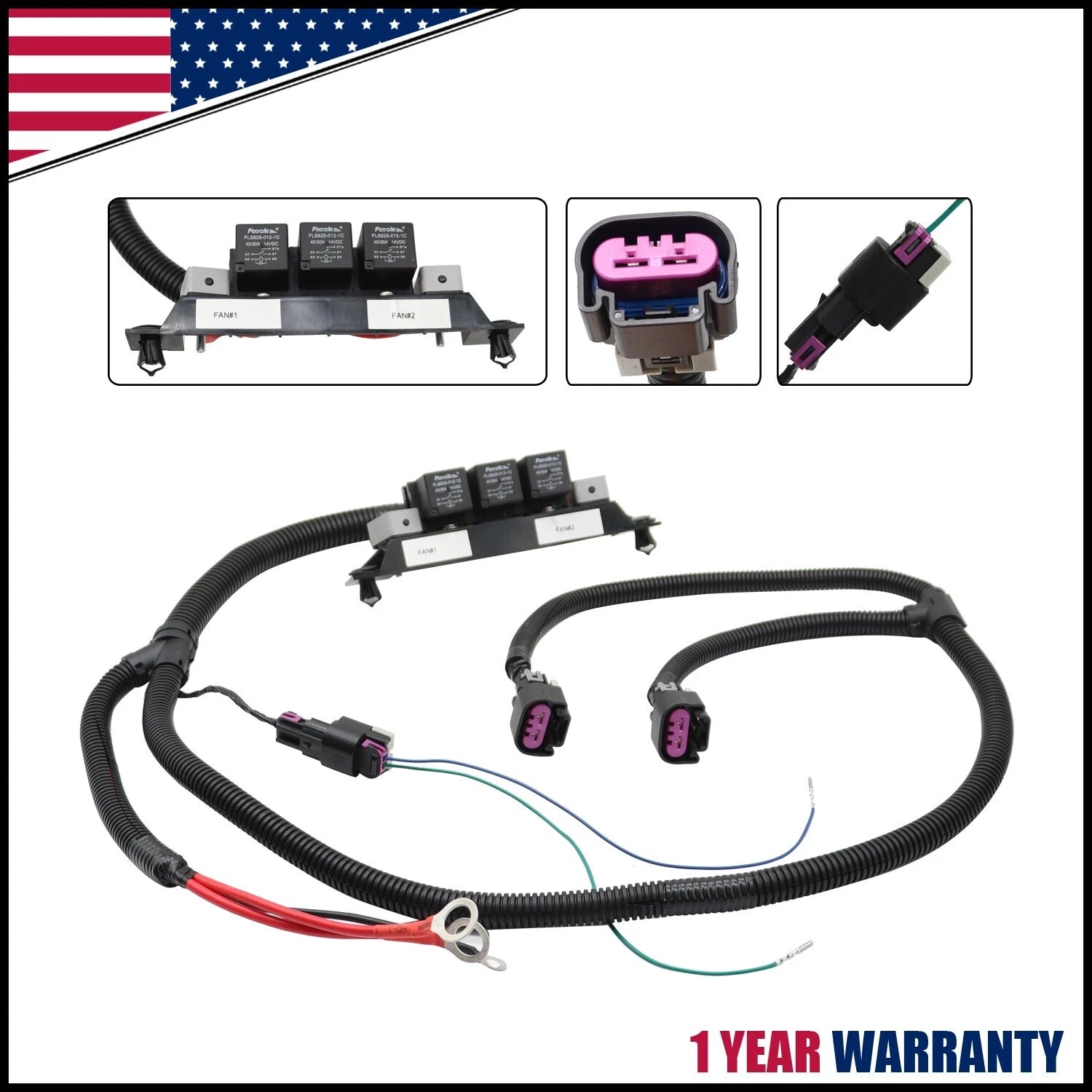 Dual Speed Electric Fan Wiring Harness 674-00923 for Chevy Avalanche 1500 2500 (2002–2006)