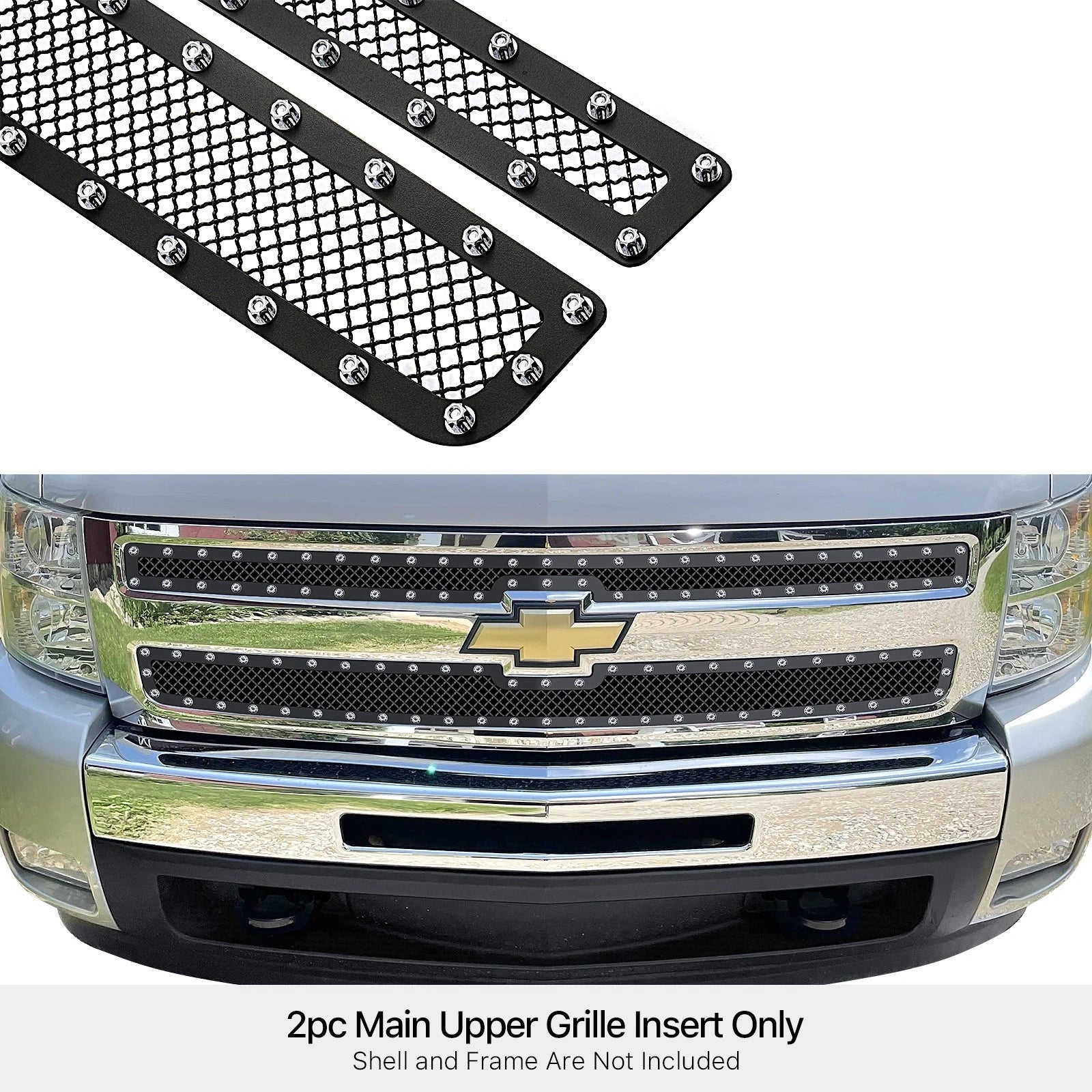 Stainless Steel Black Rivet Grille for Chevy Silverado 1500 (2007-2013)