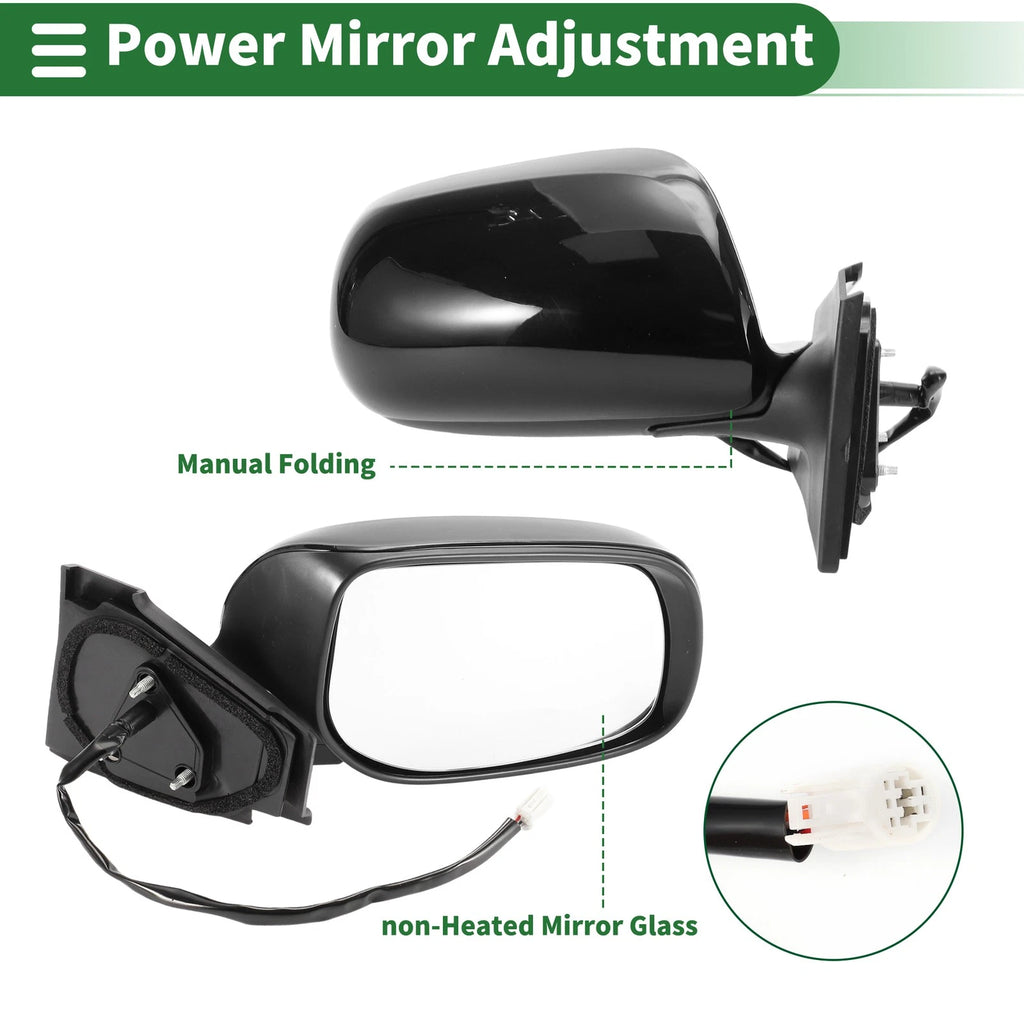 Right Side Door Mirror for Toyota Yaris Hatchback (2012–2019) Manual Folding Gloss Black