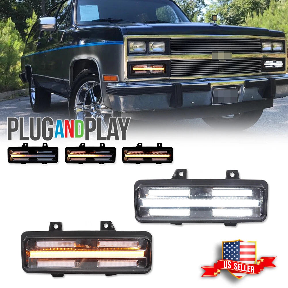 2X Chrome Switchback LED DRL Signal Lights for Chevy GMC Van Jimmy