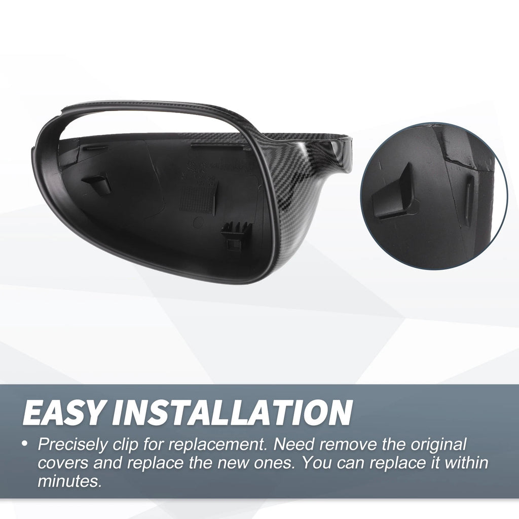 Pair Rearview Mirror Cover Cap Black Carbon Fiber for Volkswagen Golf MK5 (2006–2009)
