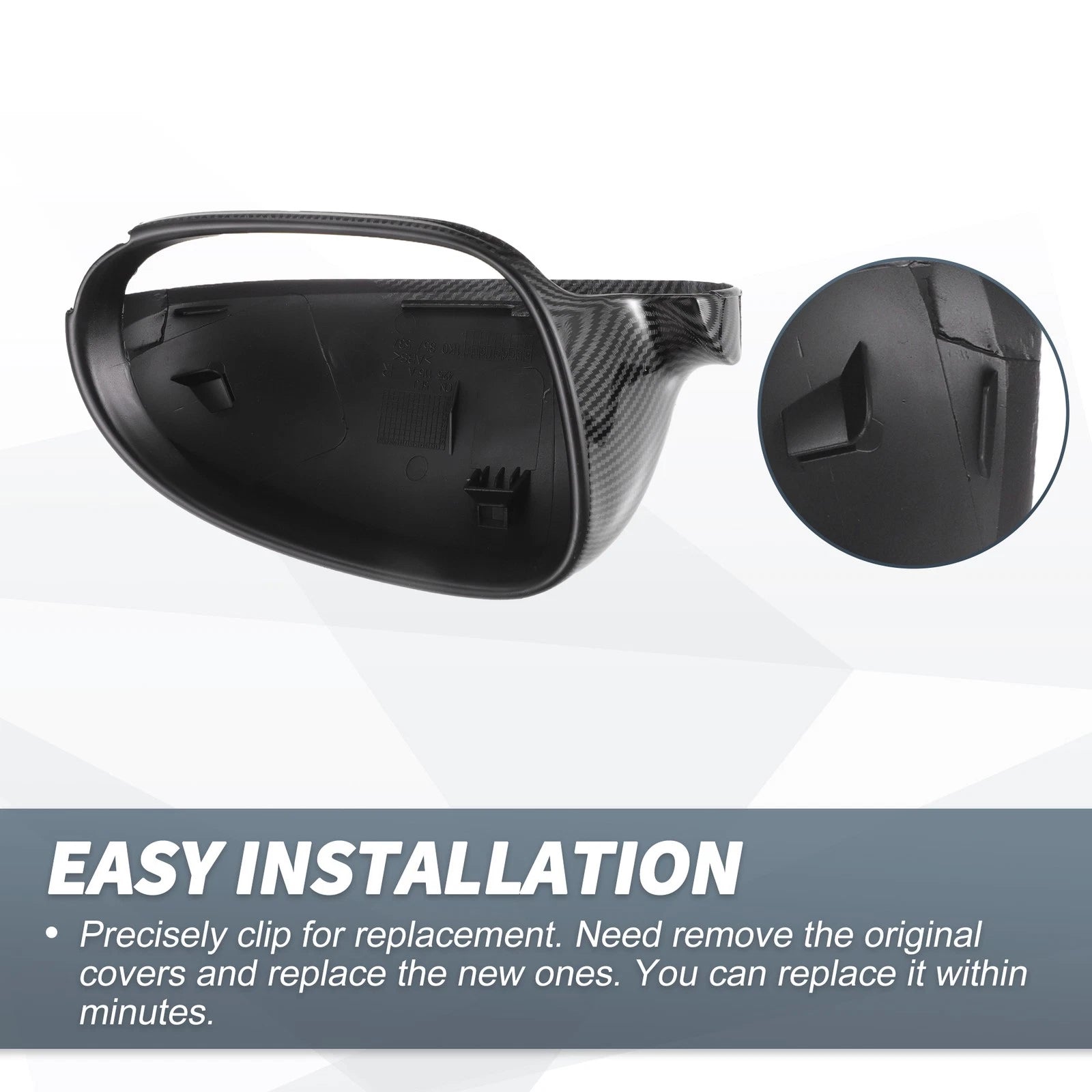 Pair Rearview Mirror Cover Cap Black Carbon Fiber for Volkswagen Golf MK5 (2006–2009)