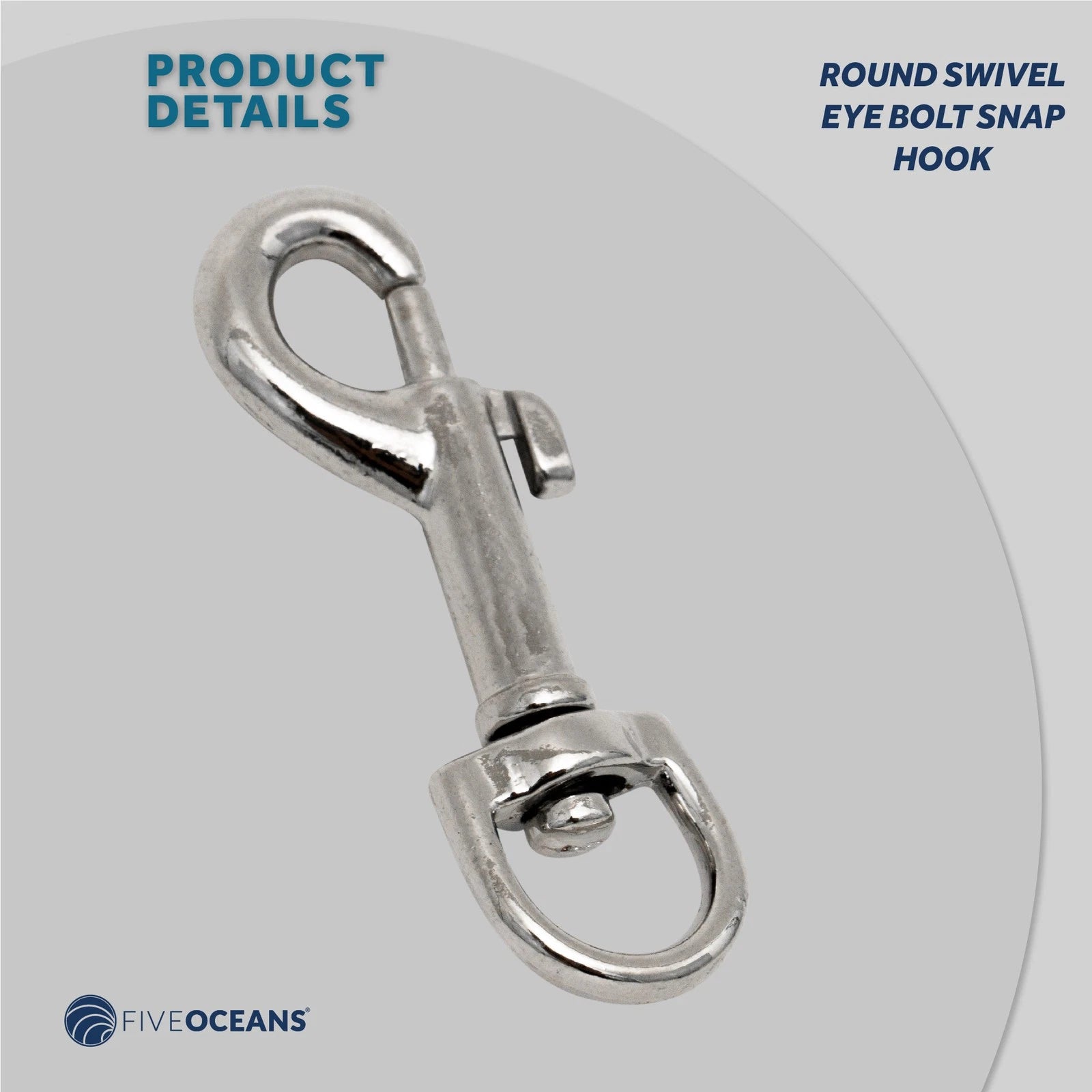Set of 4 Round Eye Bolt Snap Hooks for Marine Applications