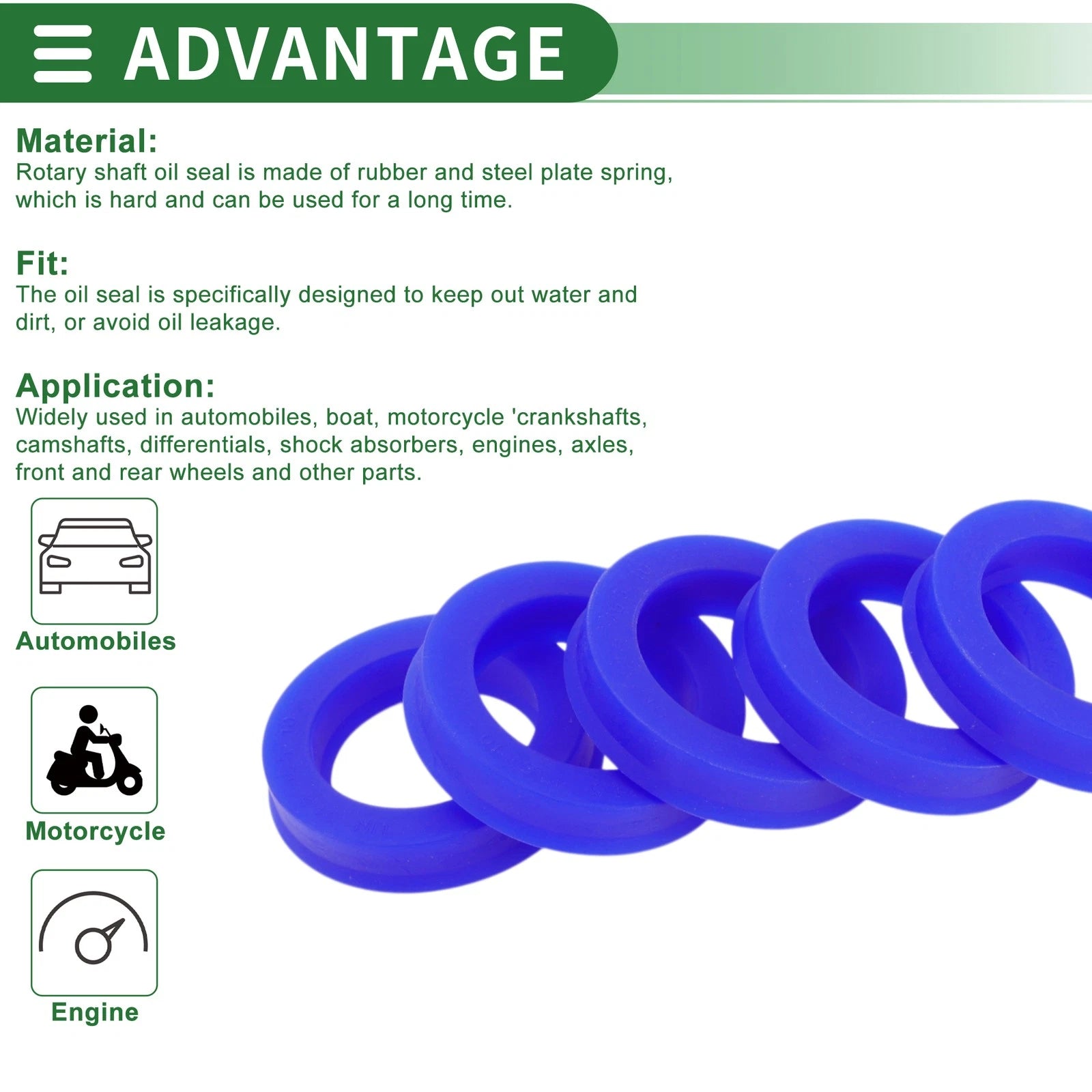 Set of 5 Oil Seal Rotary Shaft Seal TPU 31.5x46.5x10mm High Pressure