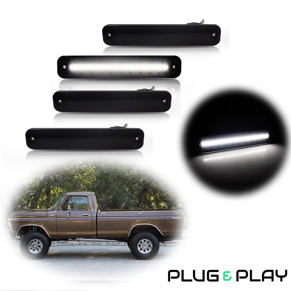 4X Smoked LED Side Marker Lights for Ford F100 F150 F250 F350 (1973–1979)