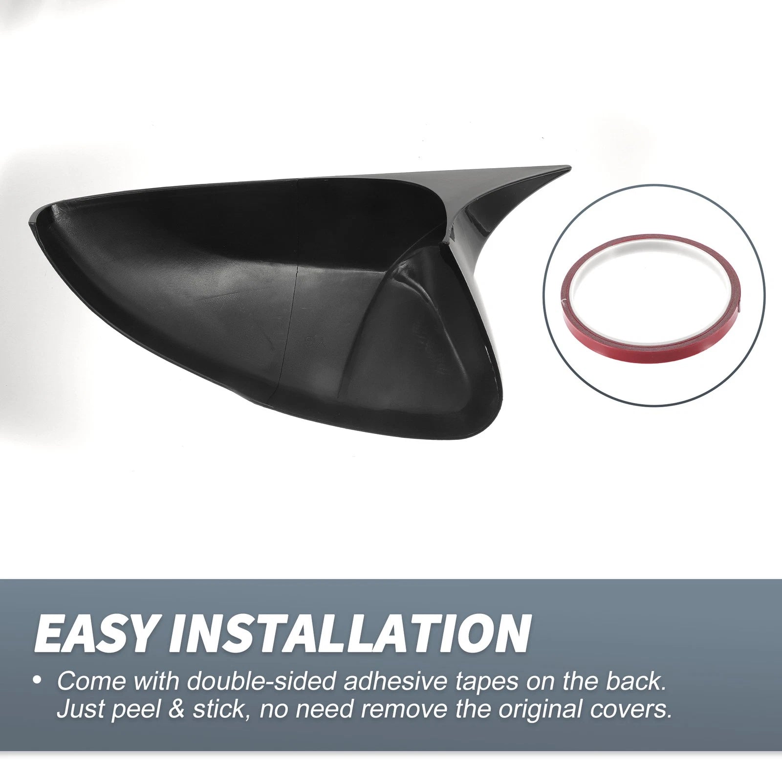 Pair Rearview Mirror Cover Overlay Gloss Black for Honda Accord (2018–2020)
